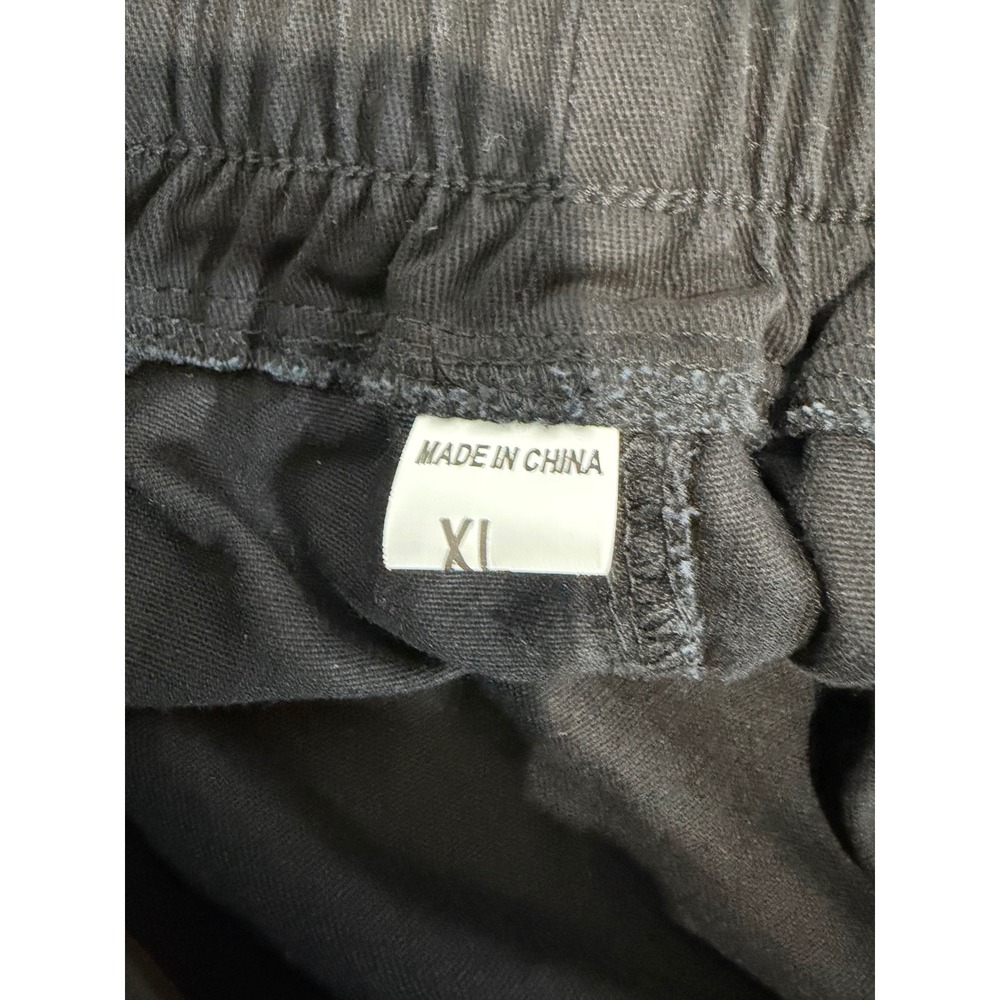 Black Cargo Pants Women XL Elastic Waist Drawstring Utility Streetwear - Picture 6 of 6